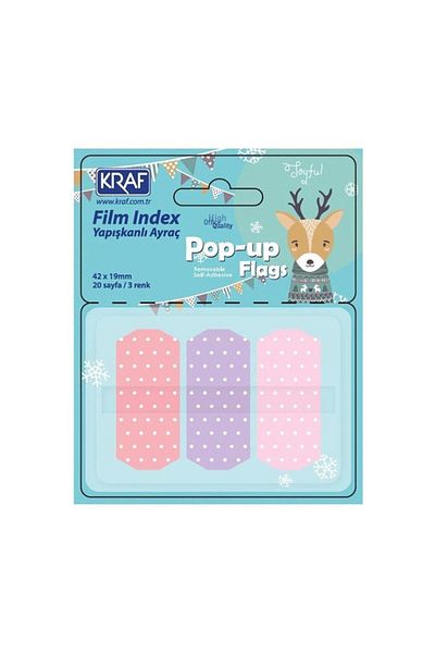 KRAF Pop-up Adhesive Transparent Film Index Polka Dot 3 Colors X 20 Sheets 42x19mm
