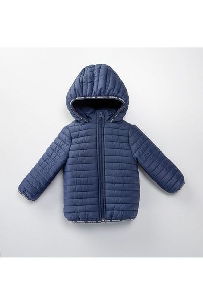 MİMBOKİDS Navy Blue Hooded Waterproof Children's Coat - Fleece Inner Lined