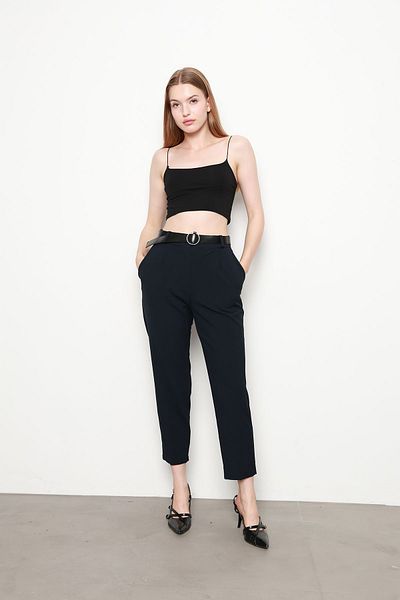 İKLİM LİFE Black Belted and Elastic Waist Trousers