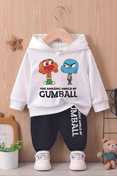 ADABEBEK Premium Gumball Patterned Printed Baby Set - Hooded 11053