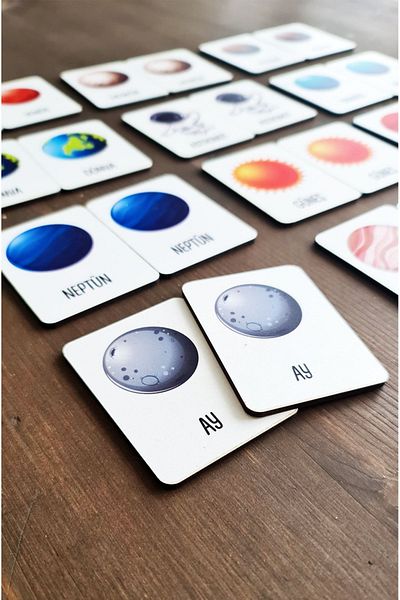 kutuTR 🌌 🪐   Planets Themed Wooden Intelligence Cards – 24 Piece Matching Set 🧠 🚀