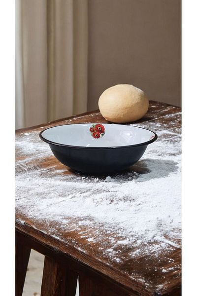 emaye market 36 Cm Deep Dish Enamel Dough Legeni Salad Dumplings Vicious Mixing Bowl