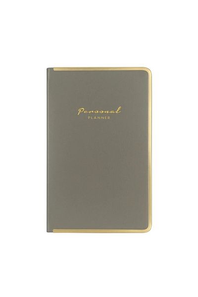 Victoria's Journals Кожен тефтер за планиране с твърди корици, 100 гр. хартия в цвят слонова кост. 192 Страница-сива