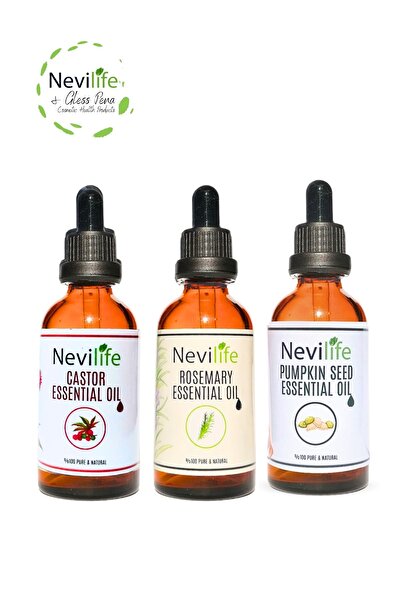 nevilife 3'lü Saç ve Cilt Bakım Yağları Biberiye Yağı 50 ml, Kabak Çekirdeği ...