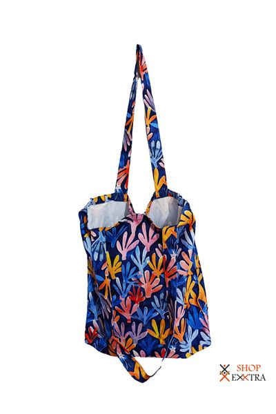 shopExxtra Geantă de in cu model de flori de hortensie