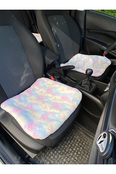 Oto Aksesuarcım Front and Back Rainbow - Soft Furry Plush Mat, Car Seat Prote...