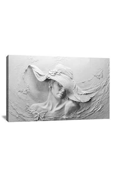 AllureArtDesign 3 Boyutlu Soyut Şapkalı Kadın Kanvas Tablo, Soyut Kanvas Tablo