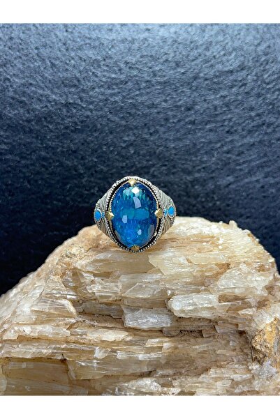 Asteria Jewelry Doğal Aquamarine Taşlı Gümüş Yüzük - 925 Ayar Özel Tasarım