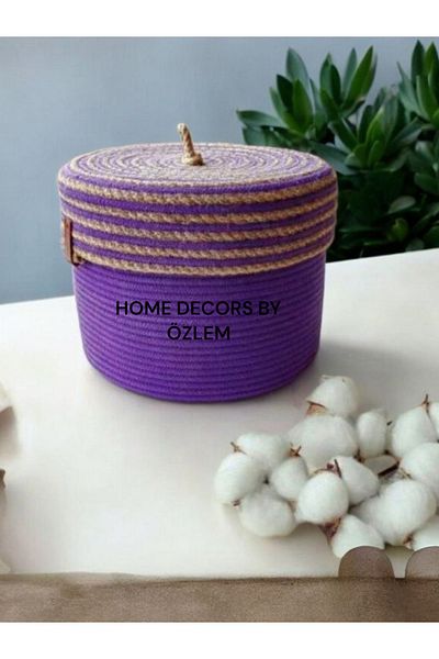 home decors by özlem Wicker Basket with Lid - Organizer Sieve 24X18Cm
