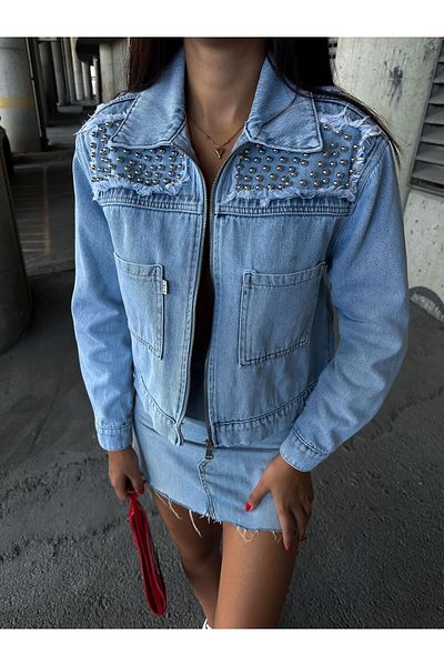 VOLT CLOTHİNG Jachetă de damă din denim cu detalii perle