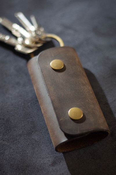 Hi Leather Genuine Leather Snap Keychain