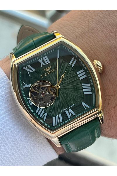 FERRO 3 Atm Water Resistant Leather Band Automatic Mechanism Men's Wristwatch - Efm40124B-10