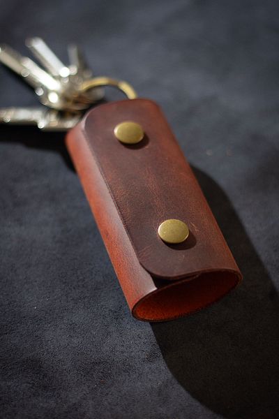 Hi Leather Genuine Leather Snap Keychain