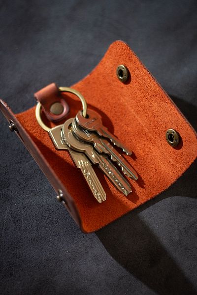 Hi Leather Genuine Leather Snap Keychain