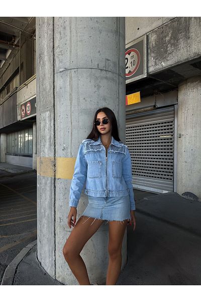 VOLT CLOTHİNG Jachetă de damă din denim cu detalii perle