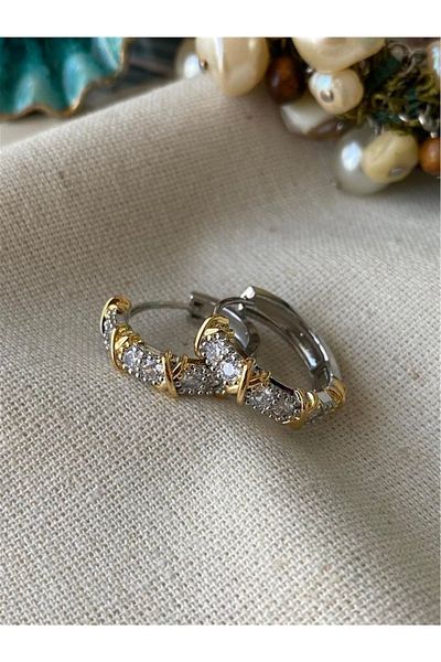 ANGELSS JEWELLERY Xoxo Tifannyy, X Model Zircon Stone Steel Earrings (Xoxo Hoop Stone Waterway Earrings)