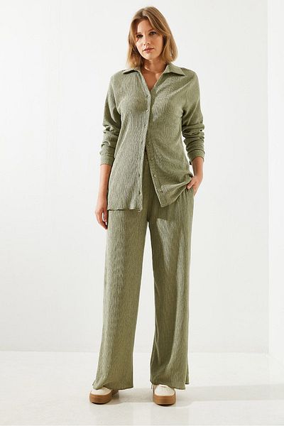 Bianco Lucci Women's Palazzo Pants Wrapped Fabric Top and Bottom Set 60251785