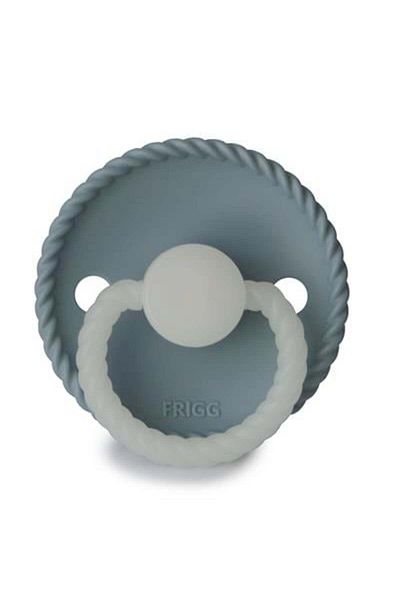 Frigg Stone Blue Night 6-18 Months Rope Silicone Pacifier - Glow in the Dark