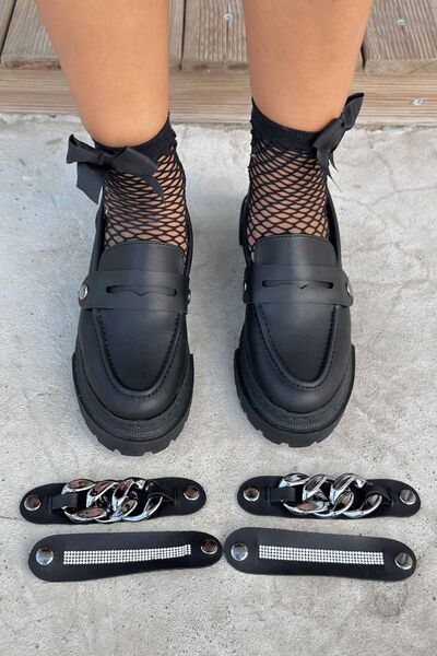 Shoebutik Детайлни дамски мокасини с катарама - сменяеми кожени