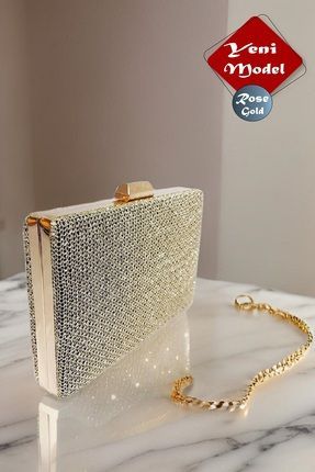 GU ZA Kad n Rozza Abiye Canta Zincir Motifli Ask l Kolcakl Rose Gold Clutch Canta Portfoy Canta Fiyat Yorumlar Trendyol