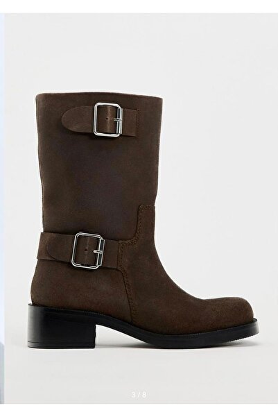 Butik Allbucks Za Ra Buckled Real Genuine Suede Leather Boots Abzra0063