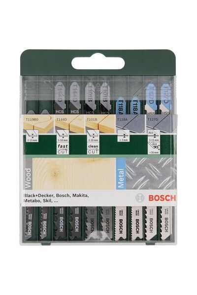 Bosch Ahşap ve Metal için Karışık 10 Parça Dekupaj Testere Seti