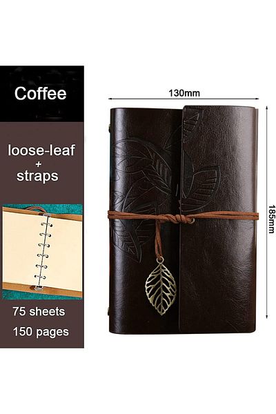 SENON Leaf Printed Leather Cover Daily Notepad Special Design Gift