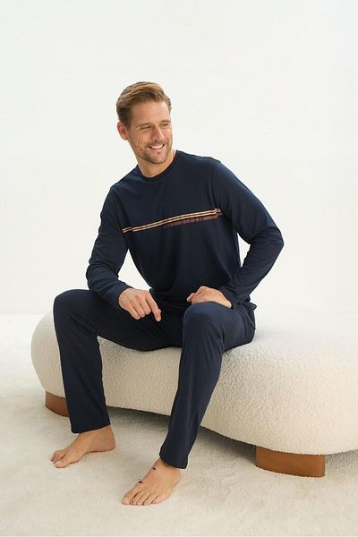 Sevim Ανδρικό σετ πιτζάμες Navy Blue - Μακρύ μανίκι, C6T3N5O9