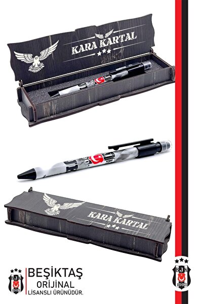 Beşiktaş Beşiktaş Orijinal Lisanslı Plastik Gövde Versatil Uçlu Kalem 0.7 Hediyelik Ahşap Kutulu
