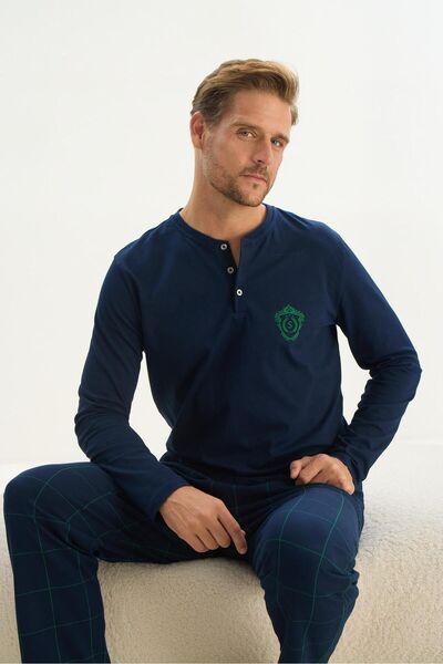 Sevim Ανδρική μακρυμάνικη πιτζάμες Navy Blue - C3T1N5O9