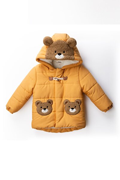 Midimod Palton pentru băiat cu glugă, cu model de ursuleț de pluș, pentru 2-7...