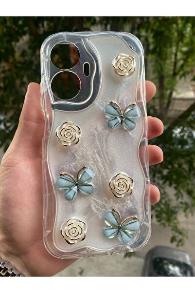 AQUA AKSESUAR حافظة متوافقة مع Realme C55، غطاء لامع لامع منقوش على شكل فراشة...