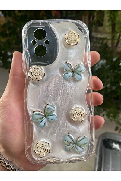 AQUA AKSESUAR Realme 12 Lite Uyumlu Kılıf 5D Kabartmalı Kelebek Çiçek Desenli...