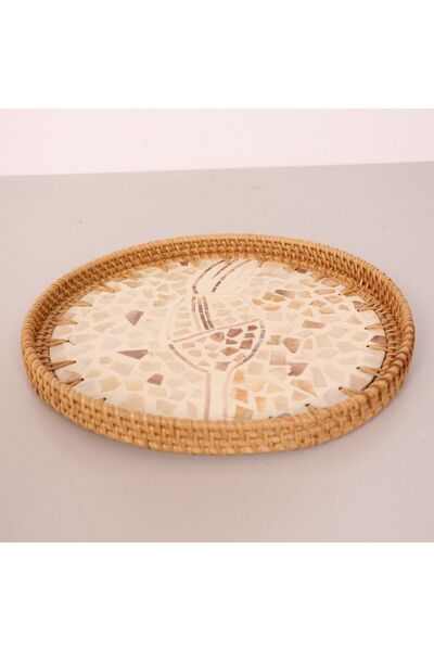 Mylamp Anita 30 X3 cm Pearlescent Rattan Tray & Wall Decor
