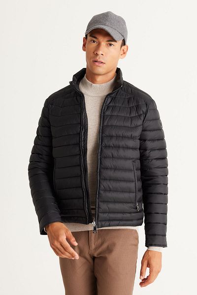 ALTINYILDIZ CLASSICS Μαύρο ανδρικό παλτό - Standard Fit, γιακάς, με φερμουάρ και τσέπες