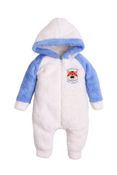 Chicsy Baby Kışlık Tatlı Peluş Pamuklu Kaplan Nakışlı Kapüşonlu Welsoft Tulum