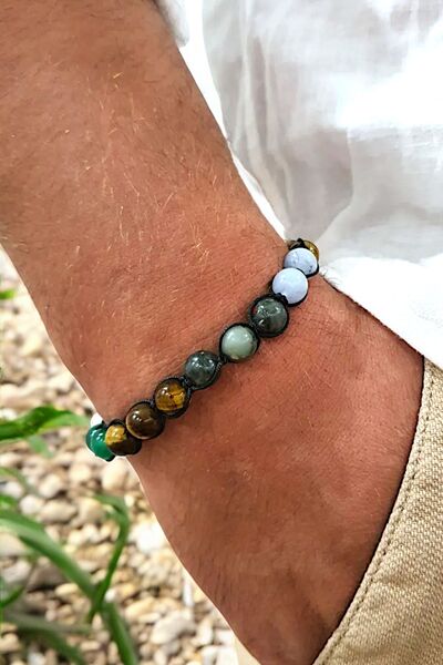 NBS Beautiful Naturel Stones Cancer Zodiac Sign Handcrafted Men's Natural Sto...