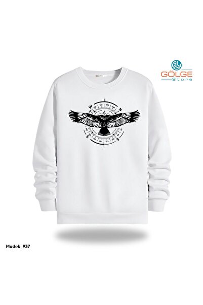 Gölge Store البوصلة والنسر الصدر المطبوعة Slimfit طاقم الرقبة 2 موضوع للجنسين...