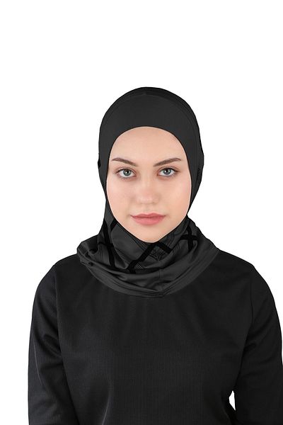 Ecardin Visca Series Plaid Patterned Plain Hijab Turban - St 315 Black