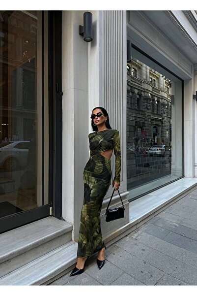 LİSAA BUTİK Сукня з поясом і розрізом з тюлю