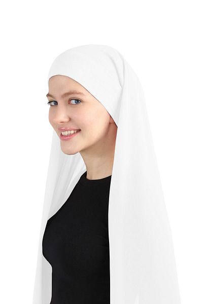 Ecardin Λευκό σάλι σιφόν - Bonnet, απλό, St 393