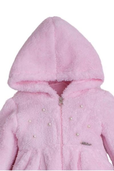 Chicsy Baby Welsoft Winter Jumpsuit - Sweet, Plush Cotton and Pearl Hooded