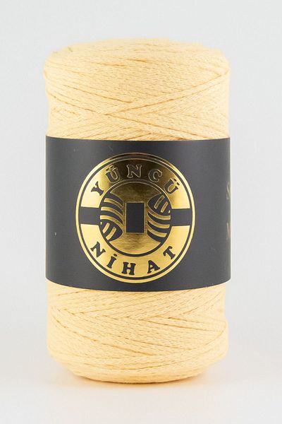Yüncü Nihat Ανοιχτόχρωμη βαμβακερή τσάντα Sari Macrame - 213 μοντέλο, 200gr 200mt, λεπτομέρεια αλυσίδας, Supla και βαμβακερό σχοινί