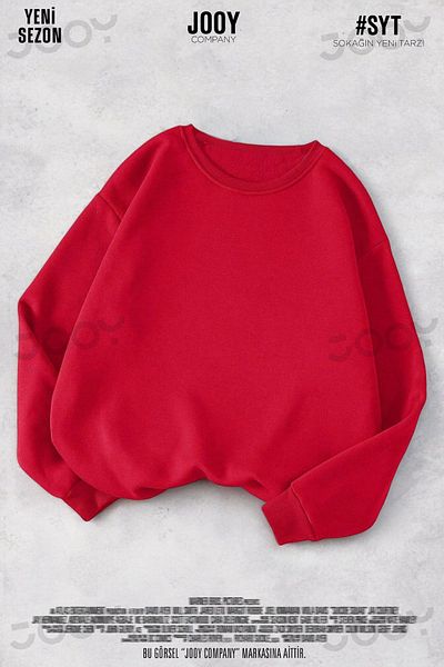 Jooy Company Crew Neck Red Sweatshirt - 3 Thread Unprinted Basic Model