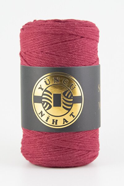 Yüncü Nihat Pamuk Makrome Ipi (208) BORDO 200gr 200mt Cotton Zincir Makrome Ç...