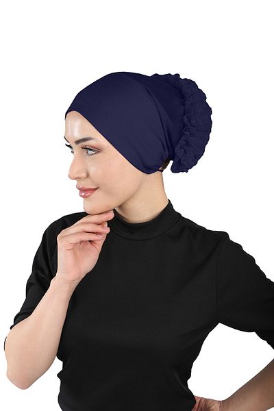 Ecardin Navy Blue St 305 - Adjustable Knob and Laced Fit Bonnet