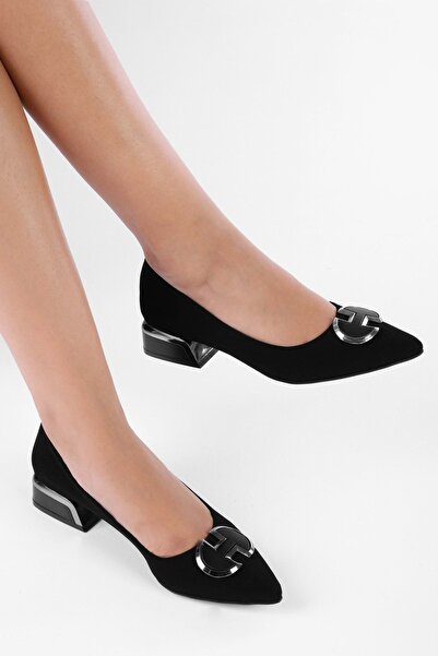 Shoeberry Dámské baleríny Siena Black Suede - spona