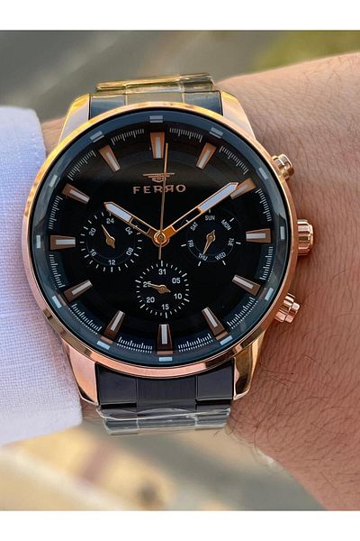 FERRO 30 Mt Waterproof Men's Wristwatch - Steel Cord, Calendar, Inner Functions Active Efm11171-R