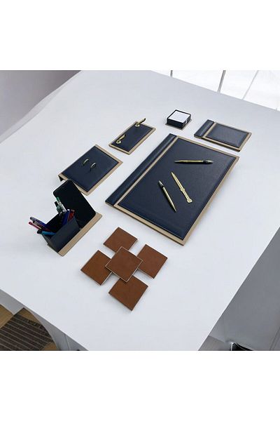 Eren Ofis Luxury Desk Mat with Memo Pad Notebook Belly Leather Table Set