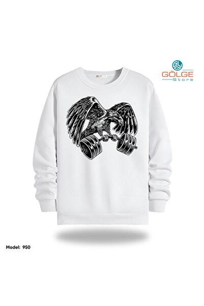 Gölge Store سويت شيرت للجنسين من GYM Body مطبوع عليه رقبة دائرية و2 خيوط